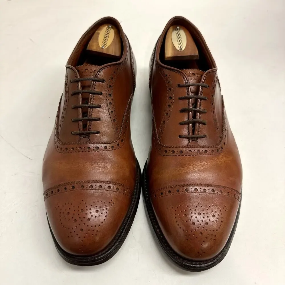 NEW HEELS Alden 911 Medallion Perf Tip Bal Oxford (Burnished Tan Calf) 7.5 E